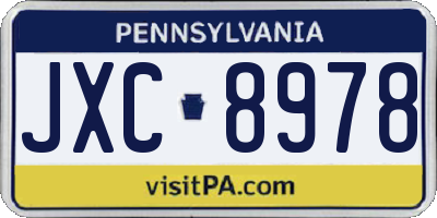 PA license plate JXC8978