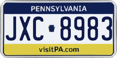 PA license plate JXC8983