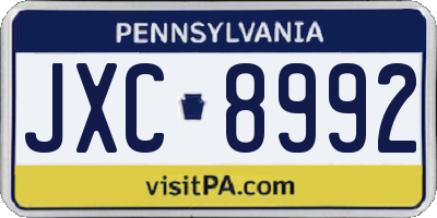PA license plate JXC8992