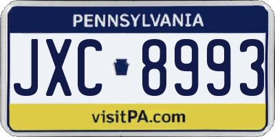 PA license plate JXC8993