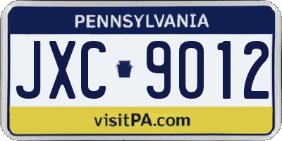 PA license plate JXC9012