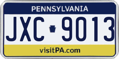 PA license plate JXC9013