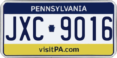 PA license plate JXC9016