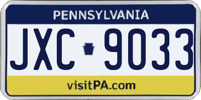 PA license plate JXC9033