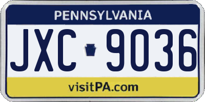 PA license plate JXC9036