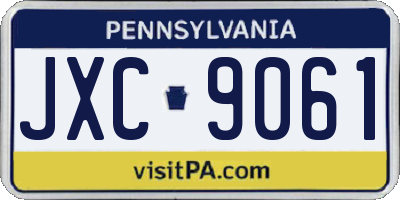 PA license plate JXC9061