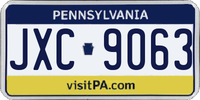 PA license plate JXC9063