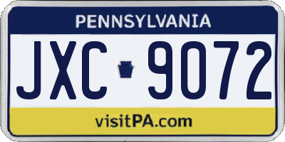PA license plate JXC9072