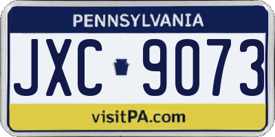PA license plate JXC9073