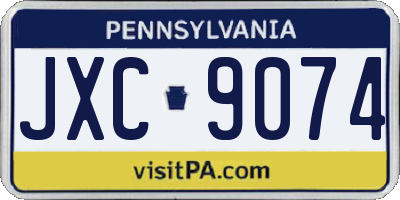 PA license plate JXC9074