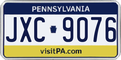 PA license plate JXC9076