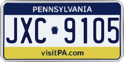PA license plate JXC9105