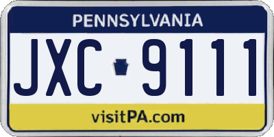 PA license plate JXC9111