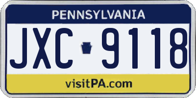PA license plate JXC9118