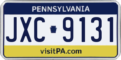 PA license plate JXC9131