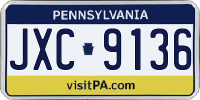PA license plate JXC9136
