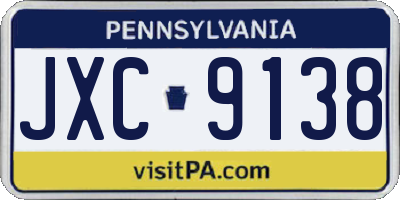 PA license plate JXC9138