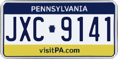 PA license plate JXC9141