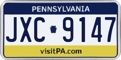 PA license plate JXC9147
