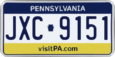 PA license plate JXC9151