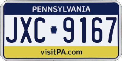 PA license plate JXC9167