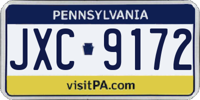 PA license plate JXC9172