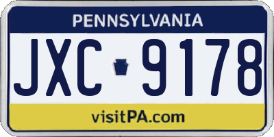 PA license plate JXC9178