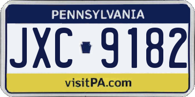 PA license plate JXC9182