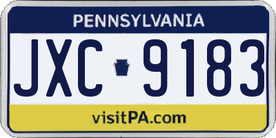 PA license plate JXC9183
