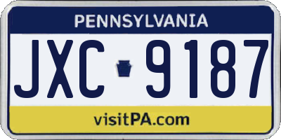 PA license plate JXC9187