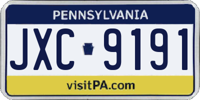 PA license plate JXC9191