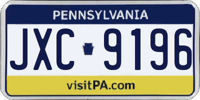 PA license plate JXC9196