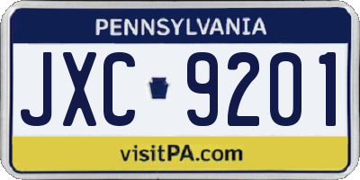 PA license plate JXC9201