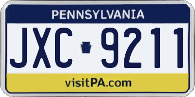 PA license plate JXC9211
