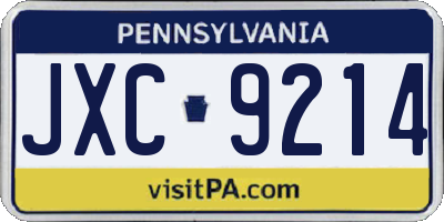 PA license plate JXC9214