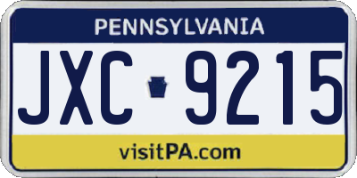 PA license plate JXC9215
