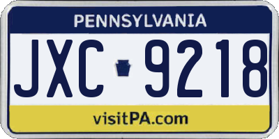 PA license plate JXC9218