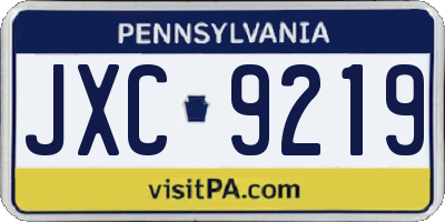 PA license plate JXC9219