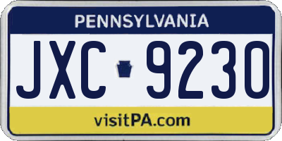 PA license plate JXC9230