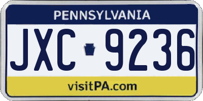 PA license plate JXC9236