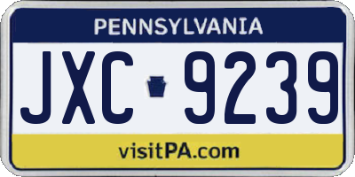 PA license plate JXC9239