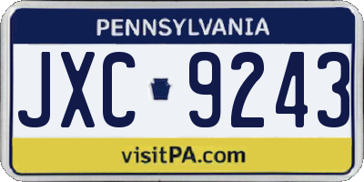 PA license plate JXC9243