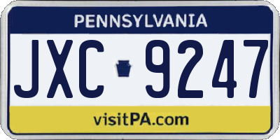 PA license plate JXC9247