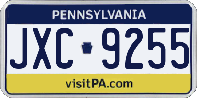PA license plate JXC9255
