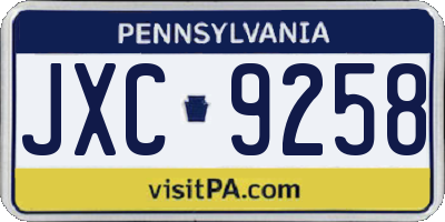 PA license plate JXC9258