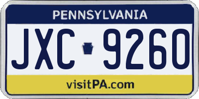 PA license plate JXC9260