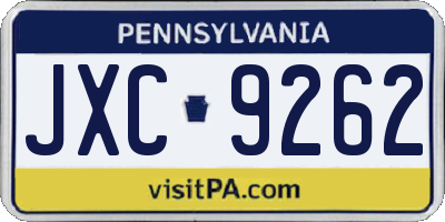 PA license plate JXC9262