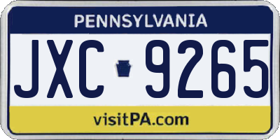 PA license plate JXC9265