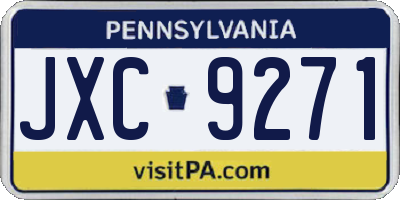 PA license plate JXC9271