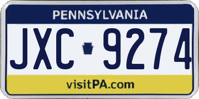 PA license plate JXC9274